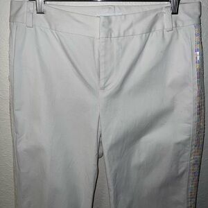 Vintage Banana Republic Martin White Pants with Iridescent Side Stripe